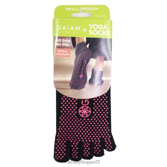 GAIAM Accessories Gaiam Womens Black And Pink Grippy No Slip Yoga